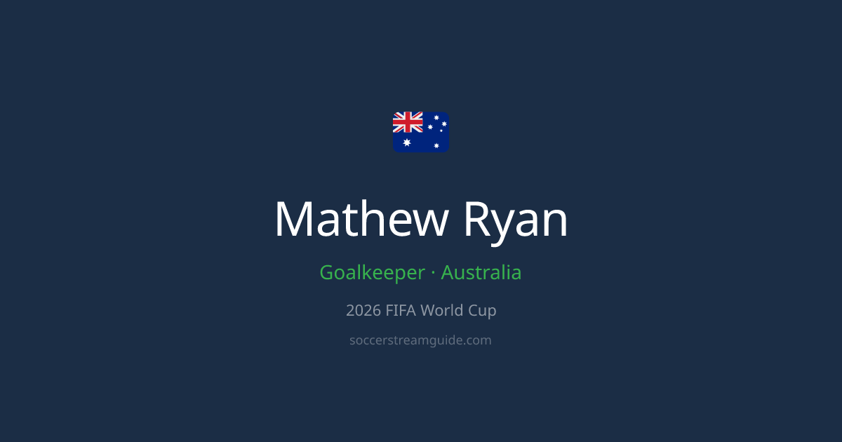 Mathew Ryan — Australia World Cup 2026 | Soccer Stream Guide